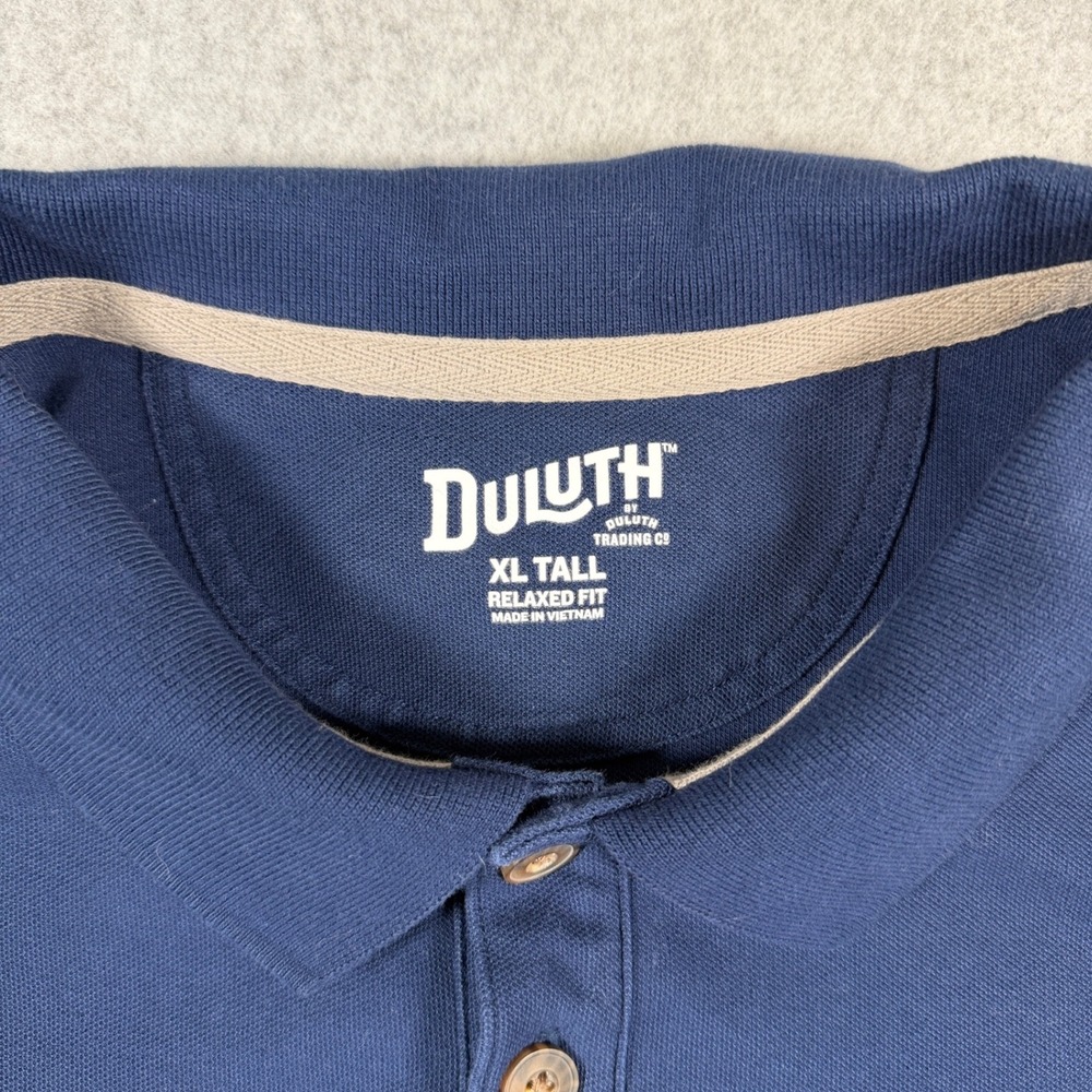 Duluth Trading Co Polo Shirt Mens XL Tall Navy Blue Relaxed Fit Short Sleeve - Picture 3 of 13